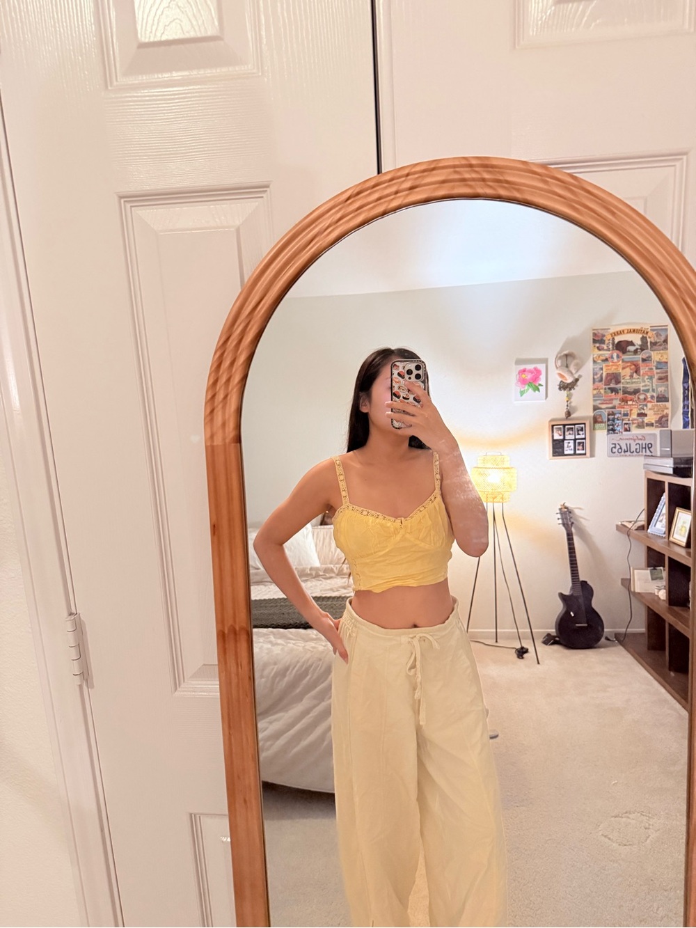 Secret Mission Yellow Lace-Trim top